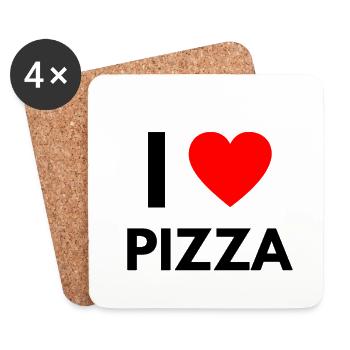 I Love Pizza Geschenk - Untersetzer (4er-Set) - Weiß - Vorne