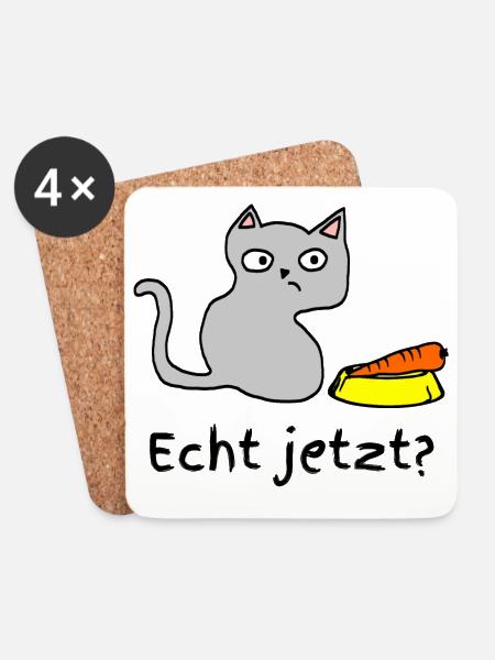 Echt Jetzt Katze - Untersetzer (4er-Set) - Weiß