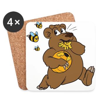 abeilles ours de miel abeilles ours brun - Dessous de verre (lot de 4) - blanc - Devant