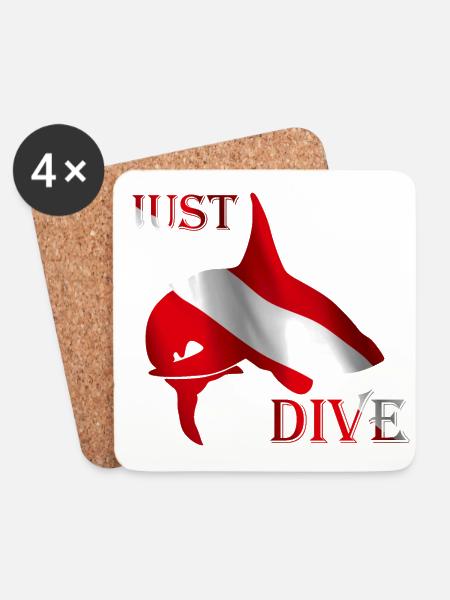 Tauchen, Taucher Fahne Flagge Hai Geschenk - Untersetzer (4er-Set) - Weiß