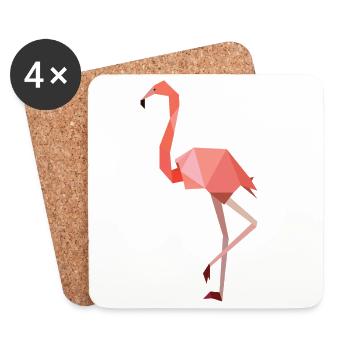 Flamingo auf einem Bein rosa modern - Untersetzer (4er-Set) - Weiß - Vorne