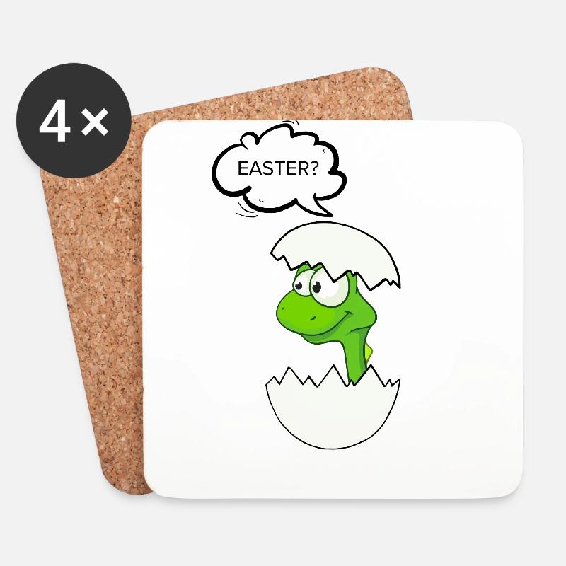 OSTERN? Lustiger Oster Dinosaurier - Untersetzer (4er-Set) - Weiß