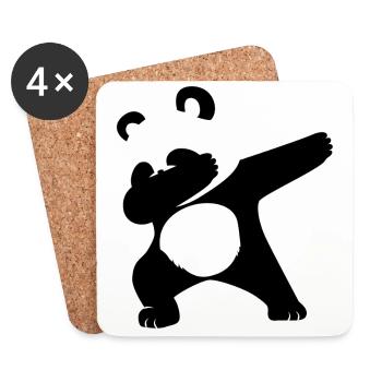 Dabbing Panda Lustiges Tier Shirt - Untersetzer (4er-Set) - Weiß - Vorne