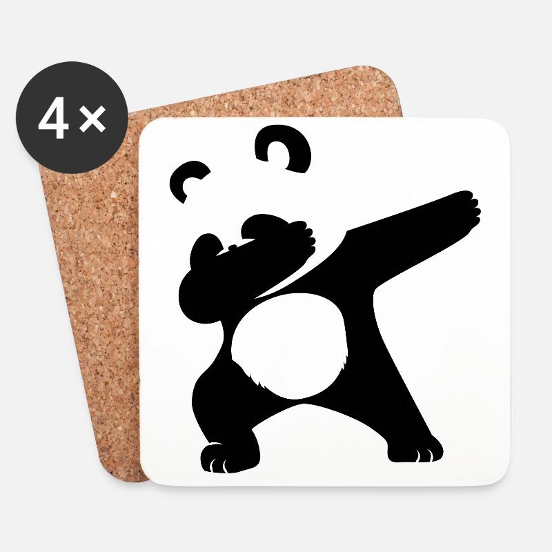Dabbing Panda Lustiges Tier Shirt - Untersetzer (4er-Set) - Weiß