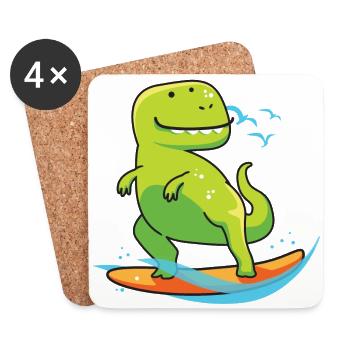 Surfing Dinousaur Holiday Shirt Geschenk - Untersetzer (4er-Set) - Weiß - Vorne