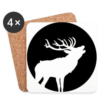 Deer in the open air forest hunter wild gift - Coasters (set of 4) - white - Front