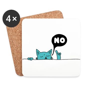 Nein Katze - Untersetzer (4er-Set) - Weiß - Vorne