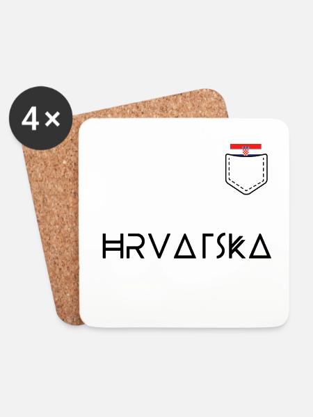 Hrvatska Croatia Croatia Black Flag Gift - Coasters (set of 4) - white