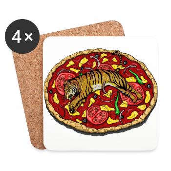 TIGER PIZZA - Coasters (set of 4) - white - Front