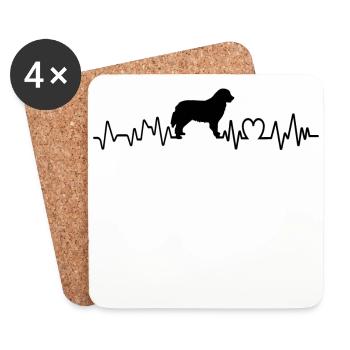 Heartbeat Bouvier Bernois cadeau T-shirt pour chien - Dessous de verre (lot de 4) - blanc - Devant
