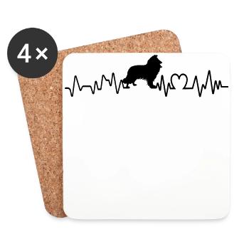 Heartbeat Collie T-Shirt Geschenk Hunderassen Tier - Untersetzer (4er-Set) - Weiß - Vorne