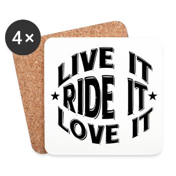 Rider Shirt Live it Ride it Love it - Untersetzer (4er-Set) - Weiß - Vorne