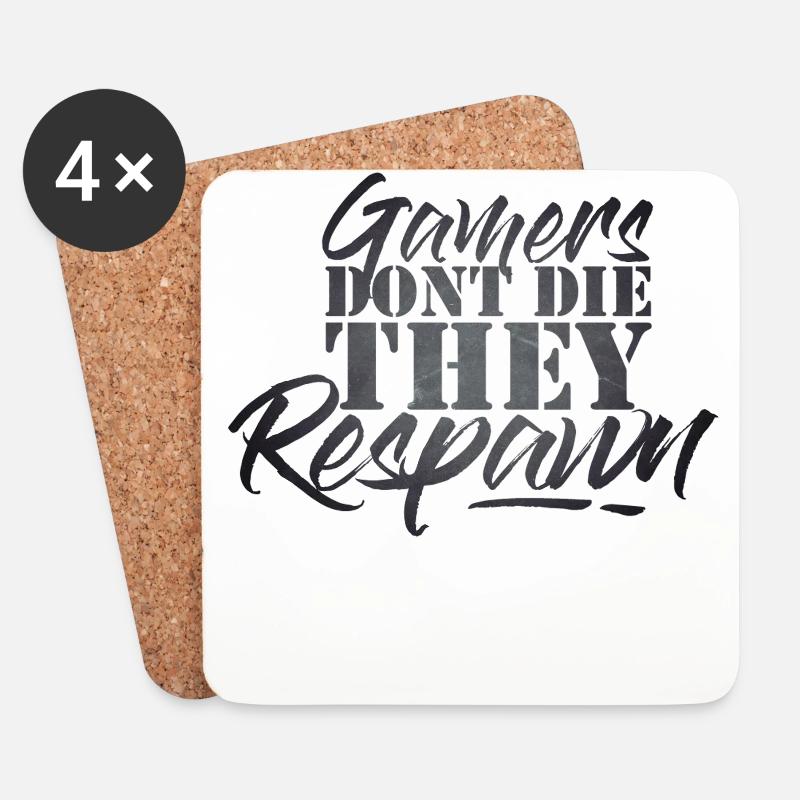 Gamers Dont Die They Respawn Grunge Textur - Untersetzer (4er-Set) - Weiß