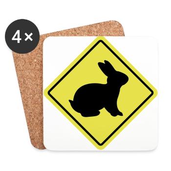 Signe de lapin - Dessous de verre (lot de 4) - blanc - Devant