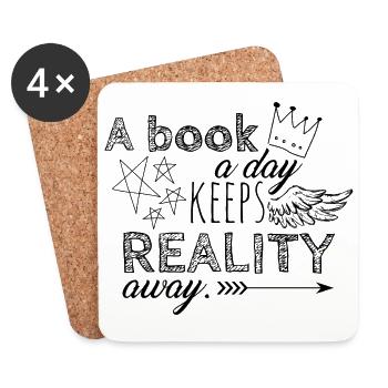 A book a day bookner shirt gift - Coasters (set of 4) - white - Front