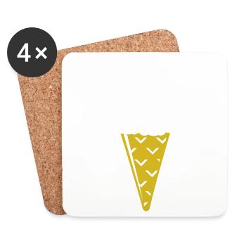 Chat mignon de crème glacée pour les amateurs de chat cadeau - Dessous de verre (lot de 4) - blanc - Devant