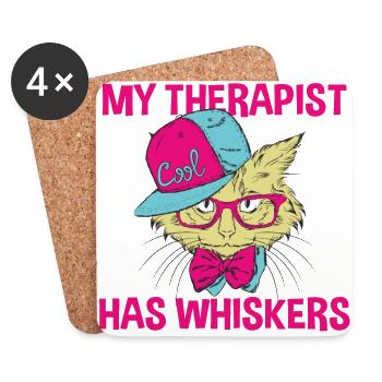 Funny My Therapist has whiskers poison - Coasters (set of 4) - white - Front