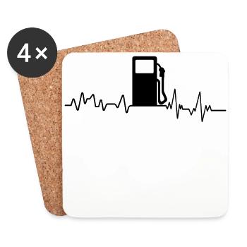 Heartbeat Tankstelle T-Shirt Tankwart Geschenk - Untersetzer (4er-Set) - Weiß - Vorne