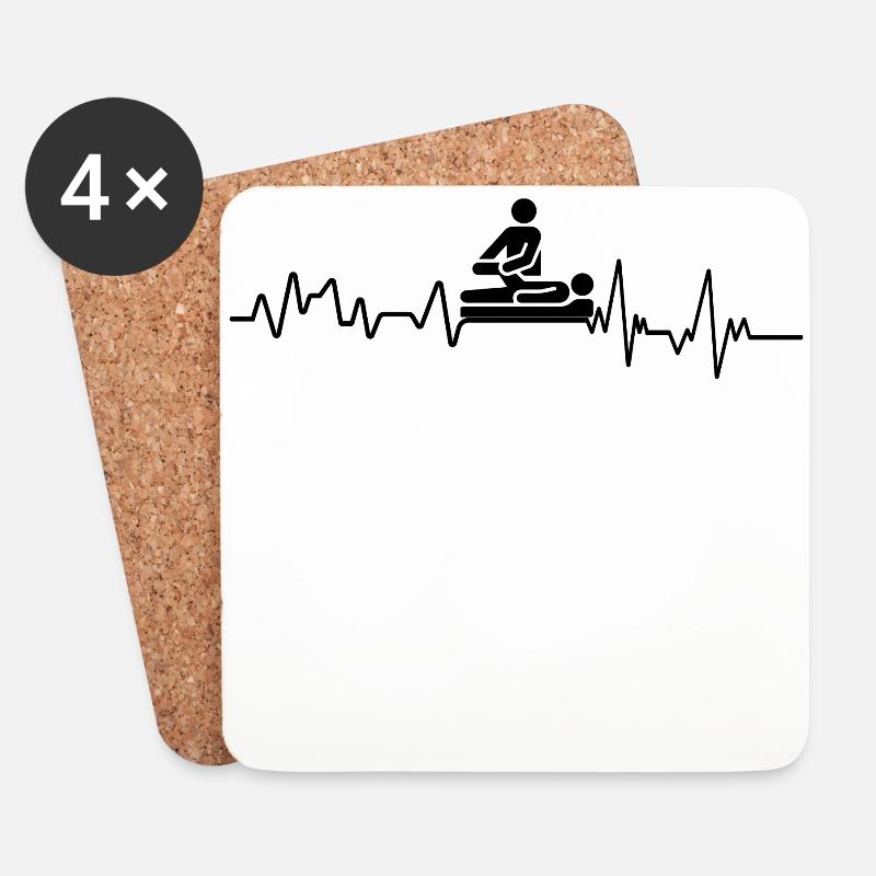 Heartbeat Physiotherapeut T-Shirt Geschenk Physio - Untersetzer (4er-Set) - Weiß