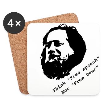 Stallman 'Think free speech, not free beer' - Dessous de verre (lot de 4) - blanc - Devant