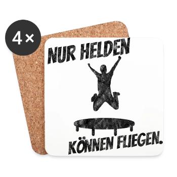 Nur Helden Können Fliegen Trampolin Jump Geschenk - Untersetzer (4er-Set) - Weiß - Vorne
