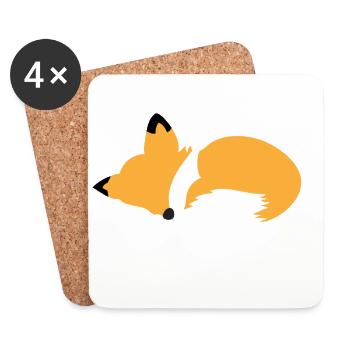 Schlafende Fox - Untersetzer (4er-Set) - Weiß - Vorne