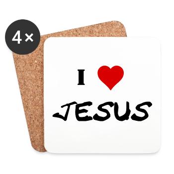 J'aime Jésus idée cadeau Religion - Dessous de verre (lot de 4) - blanc - Devant