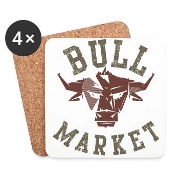 Marché de Bull finance argent cadeau actions - Dessous de verre (lot de 4) - blanc - Devant