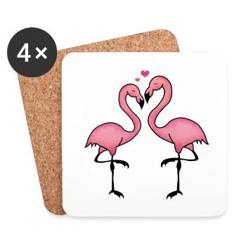 flamants amour - Dessous de verre (lot de 4) - blanc - Devant