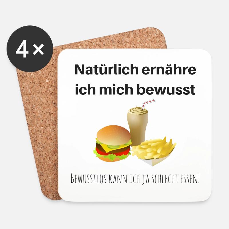 Bewusst ernaehren - Untersetzer (4er-Set) - Weiß