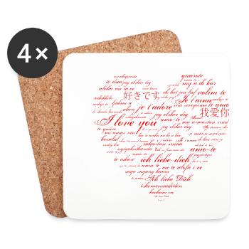 Je t'aime - dans de nombreuses langues - Dessous de verre (lot de 4) - blanc - Devant