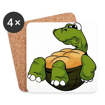 Tortoise turtle - Coasters (set of 4) - white - Front