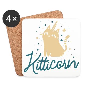Kitticorn - Katze - Horn - Kätzchen - Einhorn - Untersetzer (4er-Set) - Weiß - Vorne