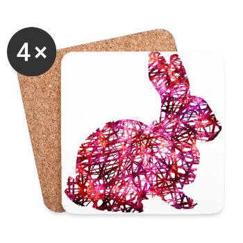 Lapin Lapin de Pâques rose idée cadeau - Dessous de verre (lot de 4) - blanc - Devant