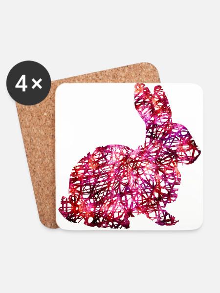 Ostern Hase Häschen Pink Geschenk Geschenkidee - Untersetzer (4er-Set) - Weiß
