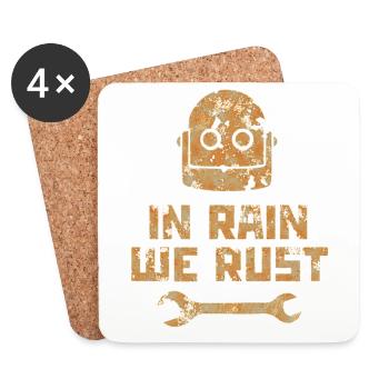 Robot, cyborg, machine - rusting in the rain - Coasters (set of 4) - white - Front