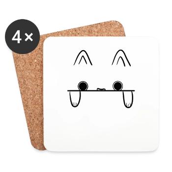 cat ears - Coasters (set of 4) - white - Front