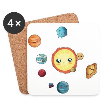 das Sonnensystem - Untersetzer (4er-Set) - Weiß - Vorne