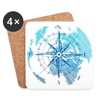 Monde de la boussole - Dessous de verre (lot de 4) - blanc - Devant