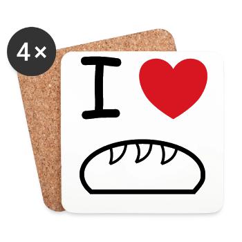 Ich liebe Brot Bäcker Geschenk Idee - Untersetzer (4er-Set) - Weiß - Vorne