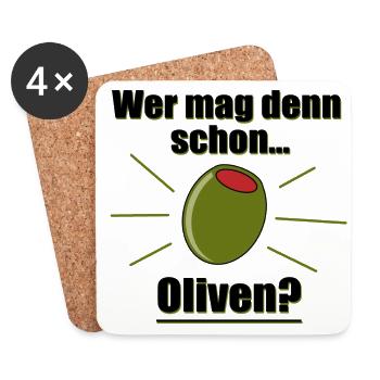 Wer mag denn schon Oliven? - Untersetzer (4er-Set) - Weiß - Vorne