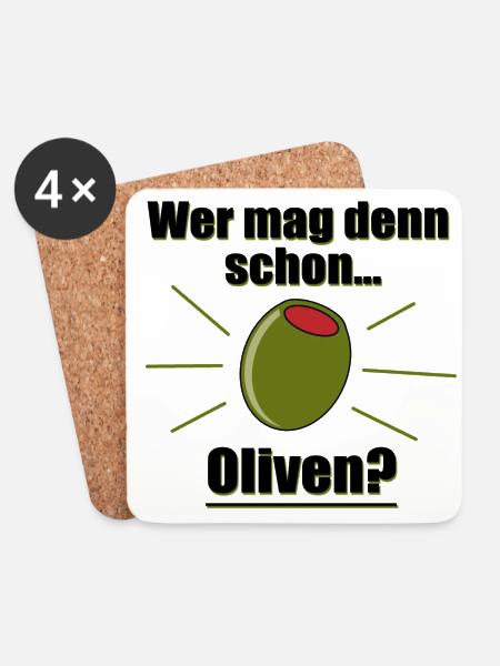 Wer mag denn schon Oliven? - Untersetzer (4er-Set) - Weiß