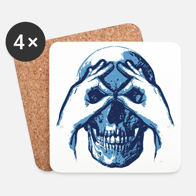 Totenkopf - Kuckuck - Geschenk - Untersetzer (4er-Set) - Weiß