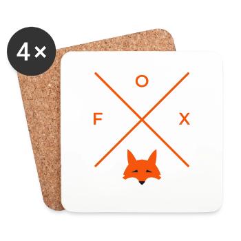idée animale fox Fuchs cadeau sauvage - Dessous de verre (lot de 4) - blanc - Devant