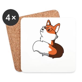 Fox nerd cadeau lunettes animal rusé astucieux - Dessous de verre (lot de 4) - blanc - Devant