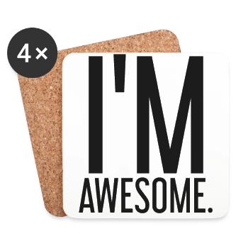 Dans Awesome - Motivation - Cadeau - Dessous de verre (lot de 4) - blanc - Devant