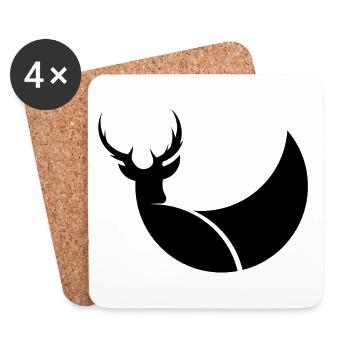 Deer illustration graphic gift idea logo - Coasters (set of 4) - white - Front