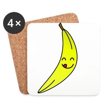 banane - Dessous de verre (lot de 4) - blanc - Devant