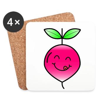 Radieschen Gemüse Gesund Essen Geschenk Idee - Untersetzer (4er-Set) - Weiß - Vorne