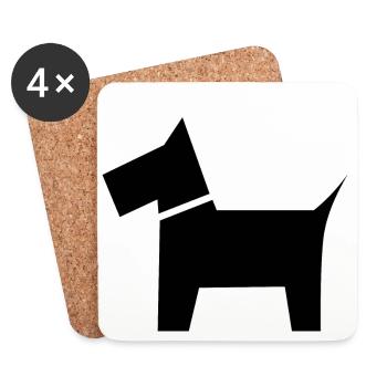 Idée de cadeau de symbole de chien - Dessous de verre (lot de 4) - blanc - Devant